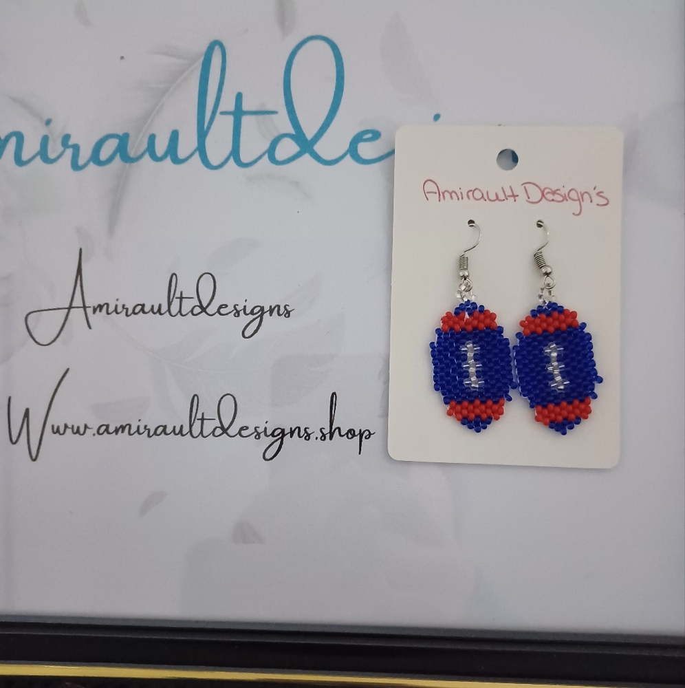 Flat beaded football earrings